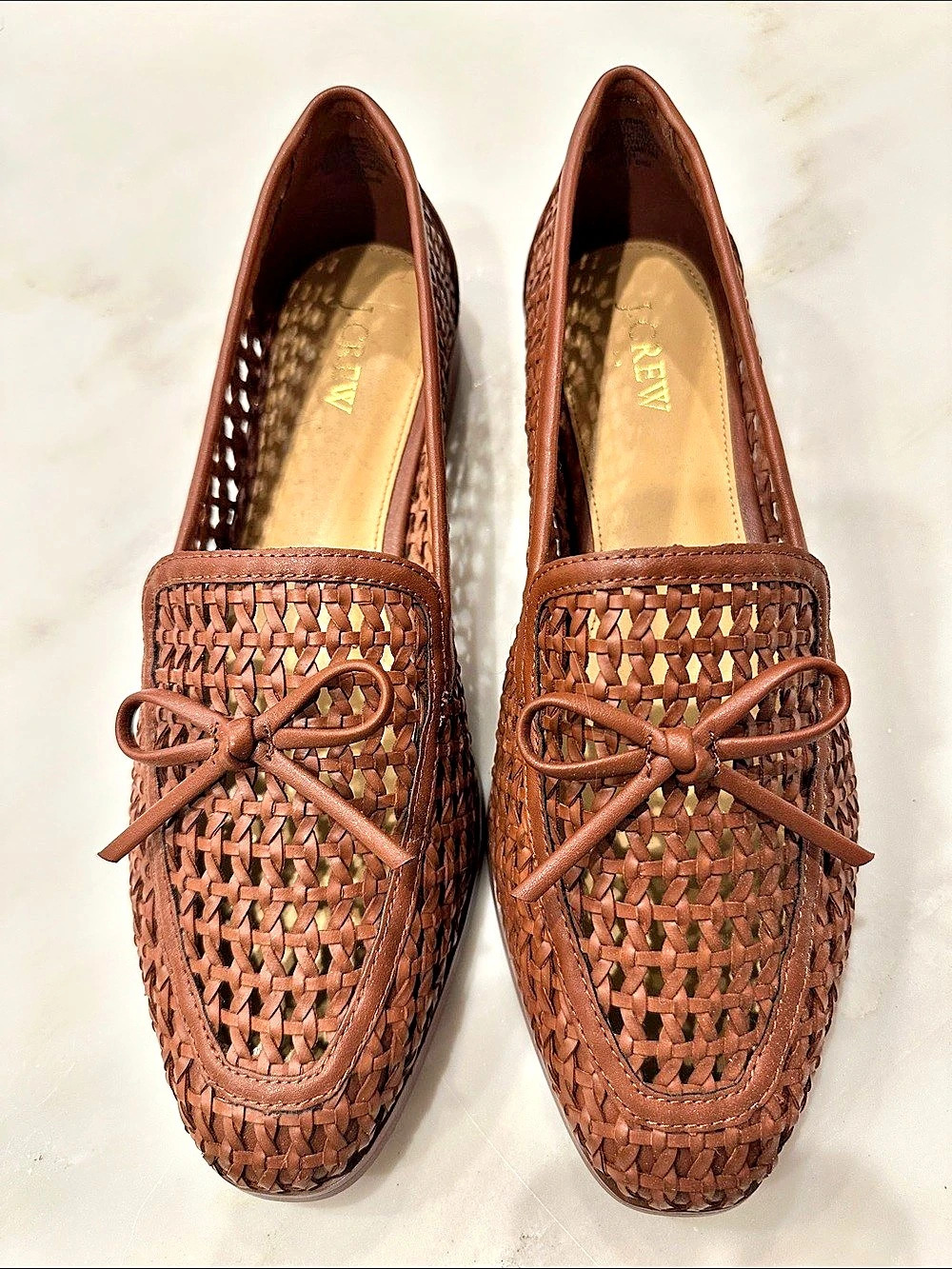 J.Crew Woven Loafers with Bow Detail Brown US 6